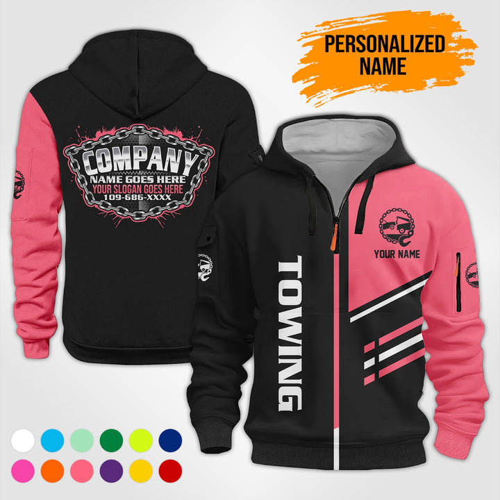 Personalized Name Towing 3D Printed Quarter Zip Hoodie PU740