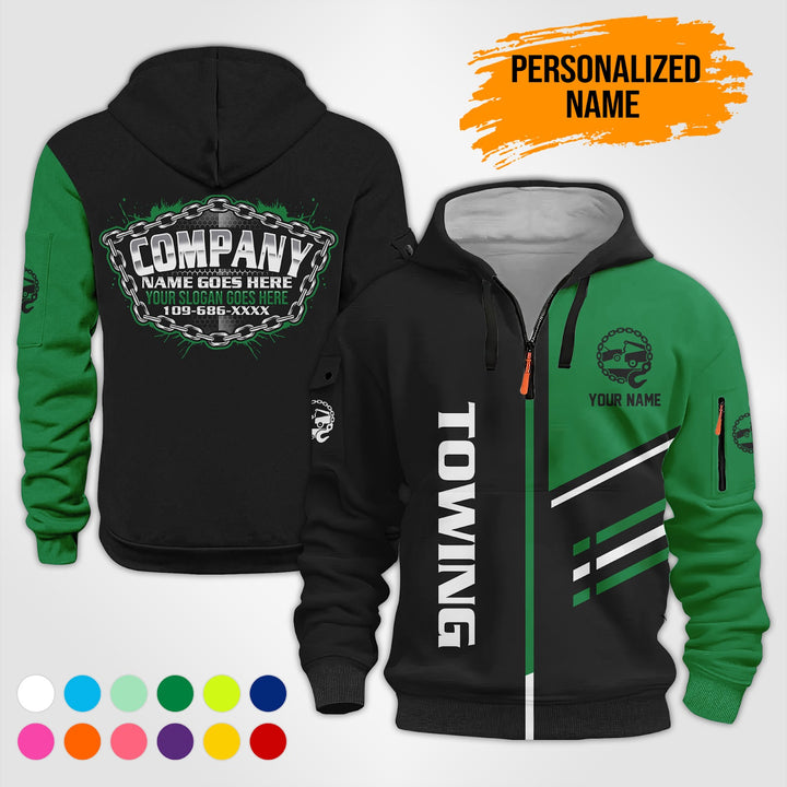 Personalized Name Towing 3D Printed Quarter Zip Hoodie PU740