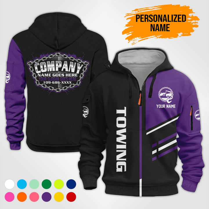 Personalized Name Towing 3D Printed Quarter Zip Hoodie PU740