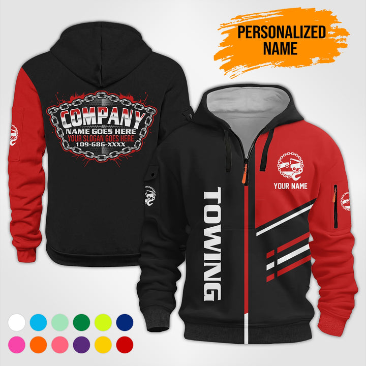 Personalized Name Towing 3D Printed Quarter Zip Hoodie PU740