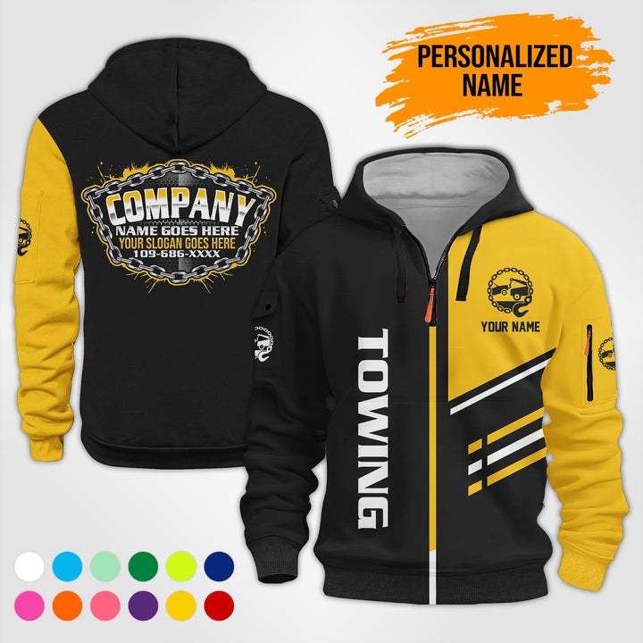 Personalized Name Towing 3D Printed Quarter Zip Hoodie PU740