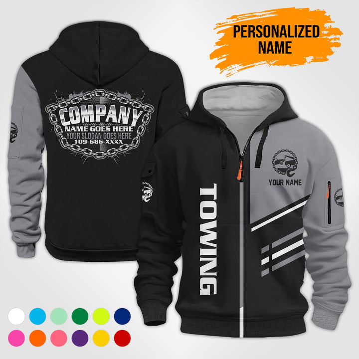 Personalized Name Towing 3D Printed Quarter Zip Hoodie PU740