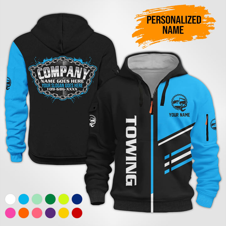 Personalized Name Towing 3D Printed Quarter Zip Hoodie PU740
