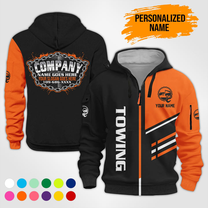 Personalized Name Towing 3D Printed Quarter Zip Hoodie PU740