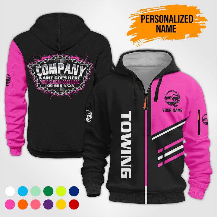 Personalized Name Towing 3D Printed Quarter Zip Hoodie PU740