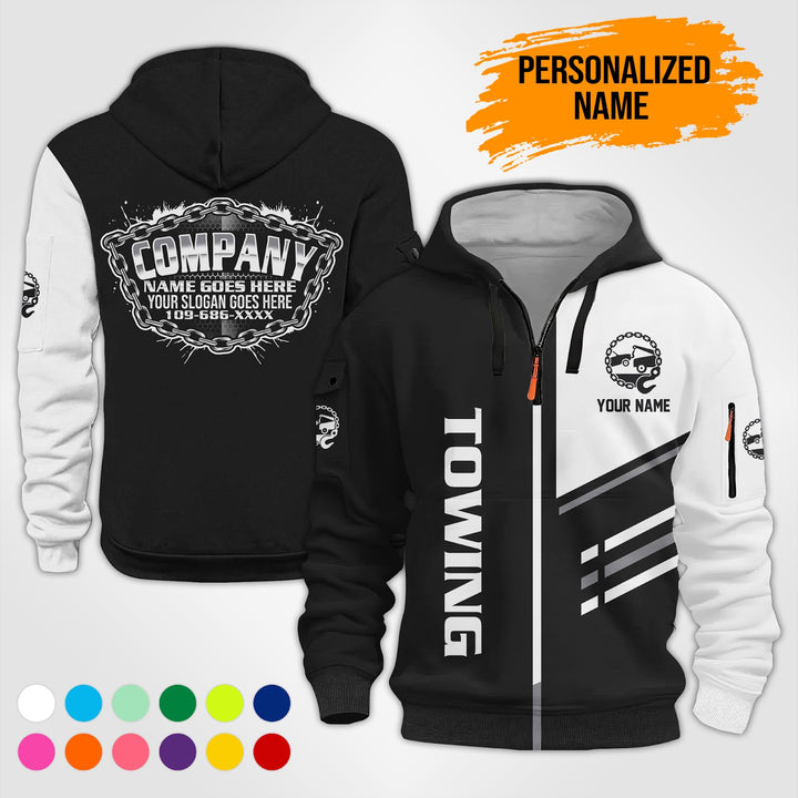 Personalized Name Towing 3D Printed Quarter Zip Hoodie PU740
