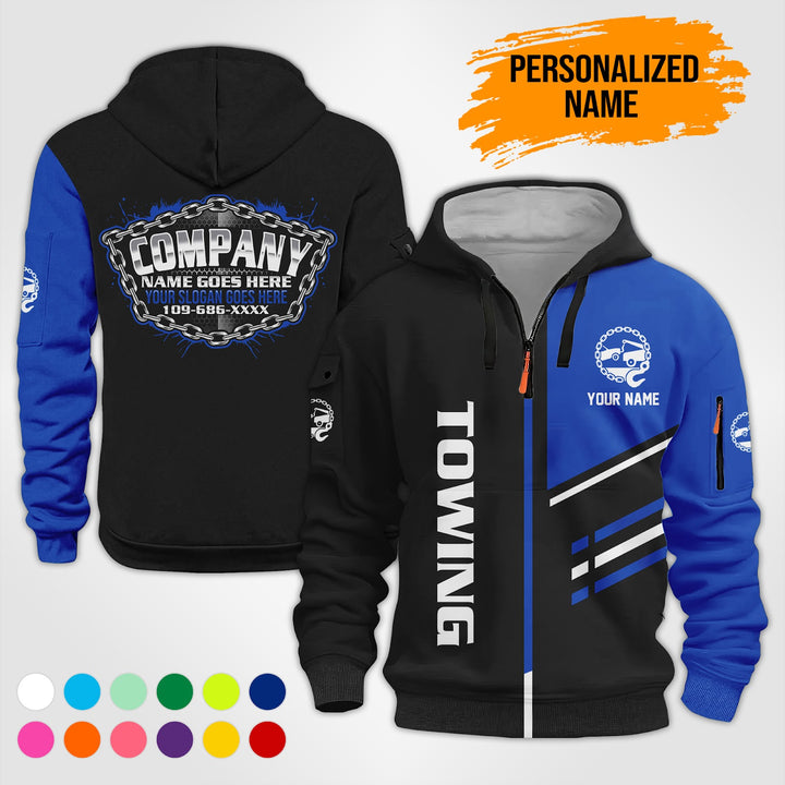 Personalized Name Towing 3D Printed Quarter Zip Hoodie PU740