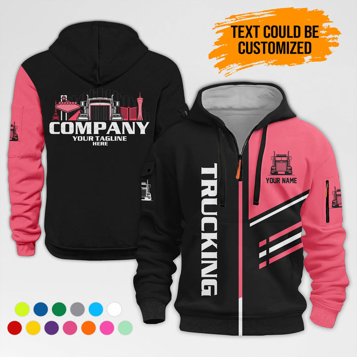 Personalized Name Trucking Las Vegas 3D Printed Quarter Zip Hoodie AZ444