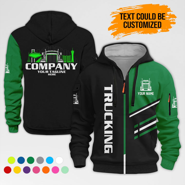 Personalized Name Trucking Las Vegas 3D Printed Quarter Zip Hoodie AZ444