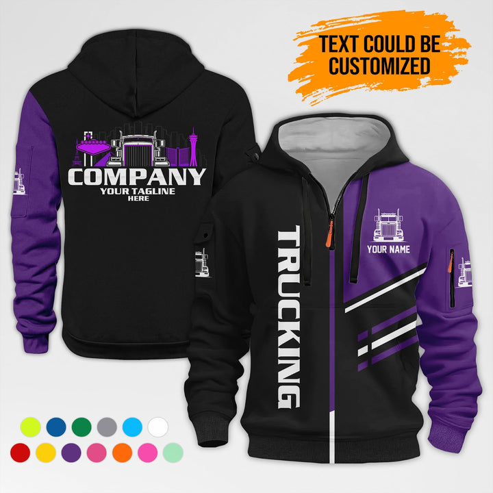 Personalized Name Trucking Las Vegas 3D Printed Quarter Zip Hoodie AZ444