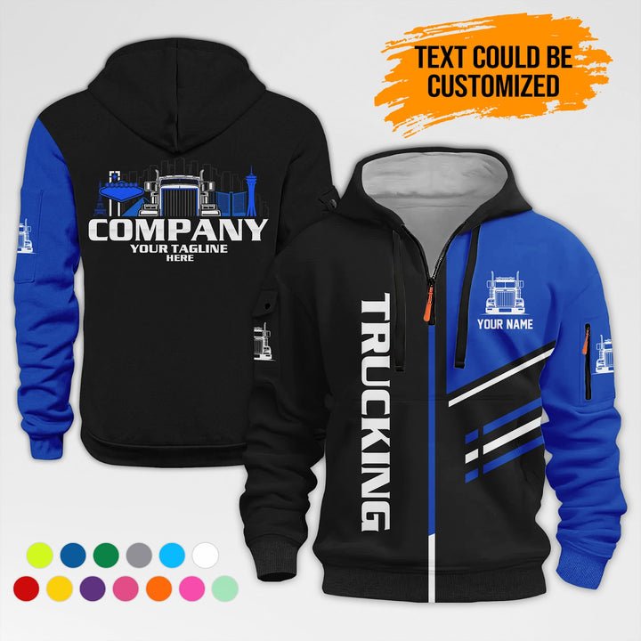 Personalized Name Trucking Las Vegas 3D Printed Quarter Zip Hoodie AZ444