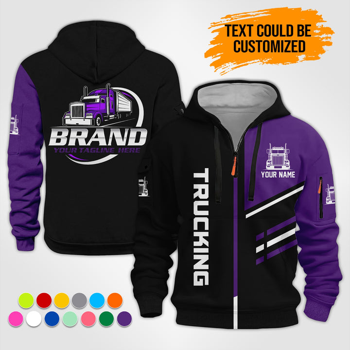 Personalized Name Trucking 3D Printed Quarter Zip Hoodie ST303
