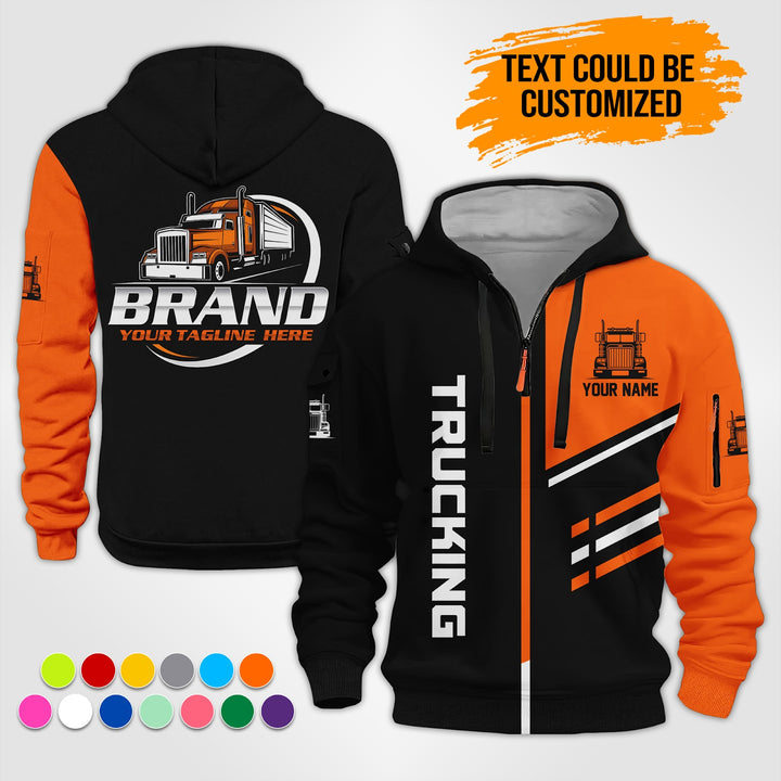 Personalized Name Trucking 3D Printed Quarter Zip Hoodie ST303