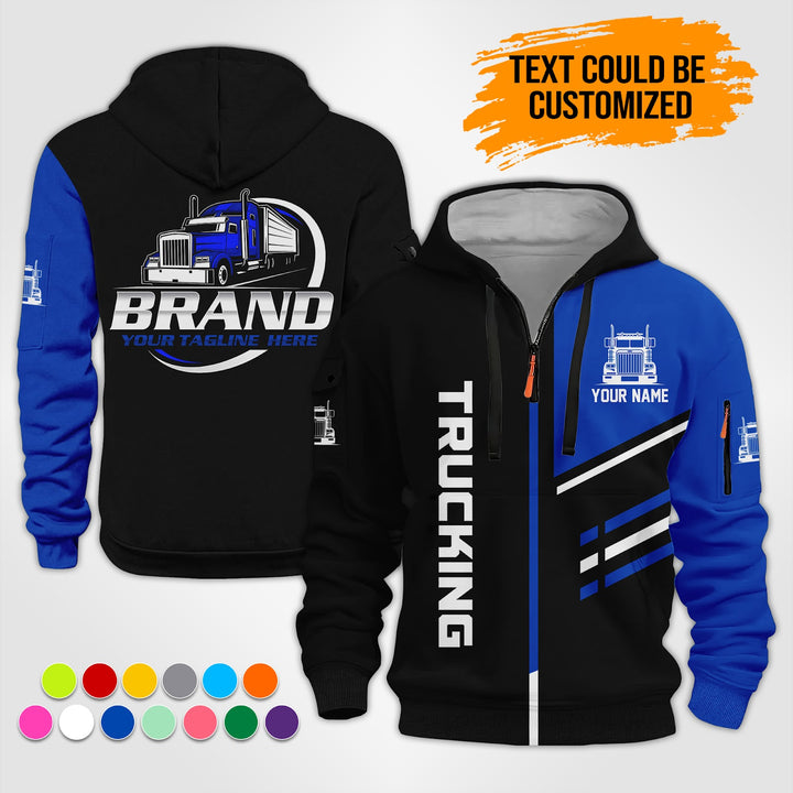 Personalized Name Trucking 3D Printed Quarter Zip Hoodie ST303