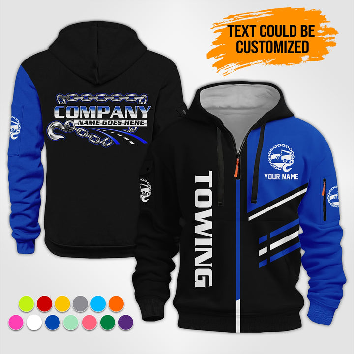 Personalized Name Towing 3D Printed Quarter Zip Hoodie ST308