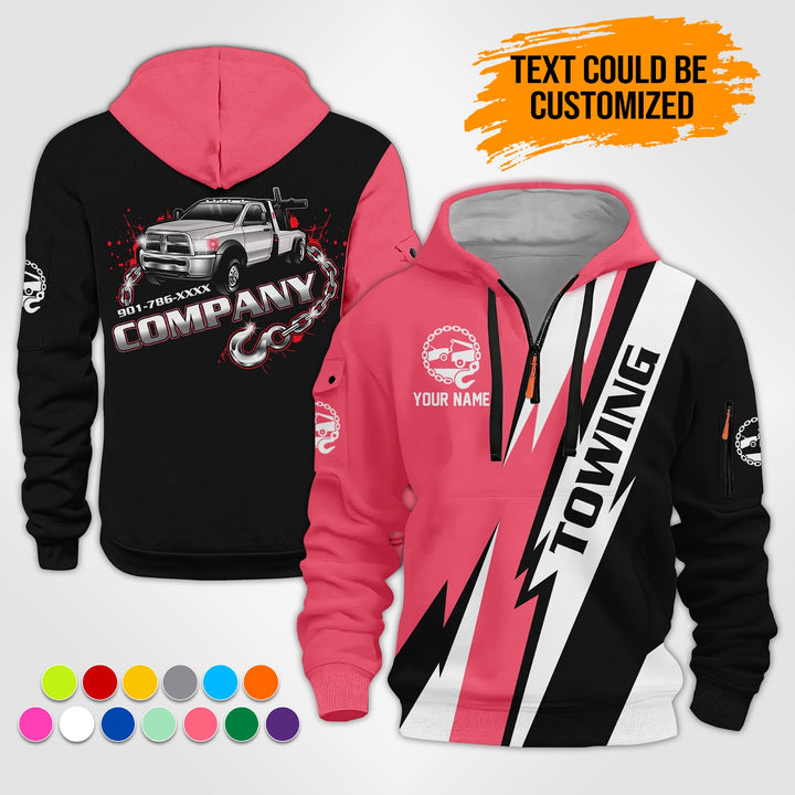 Personalized Name Tow Truck 3D Printed Quarter Zip Hoodie ST309