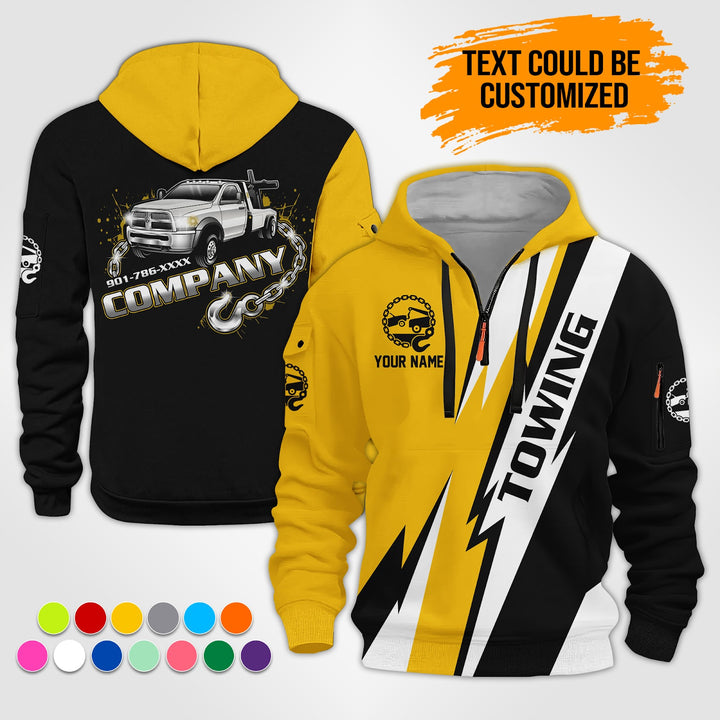 Personalized Name Tow Truck 3D Printed Quarter Zip Hoodie ST309