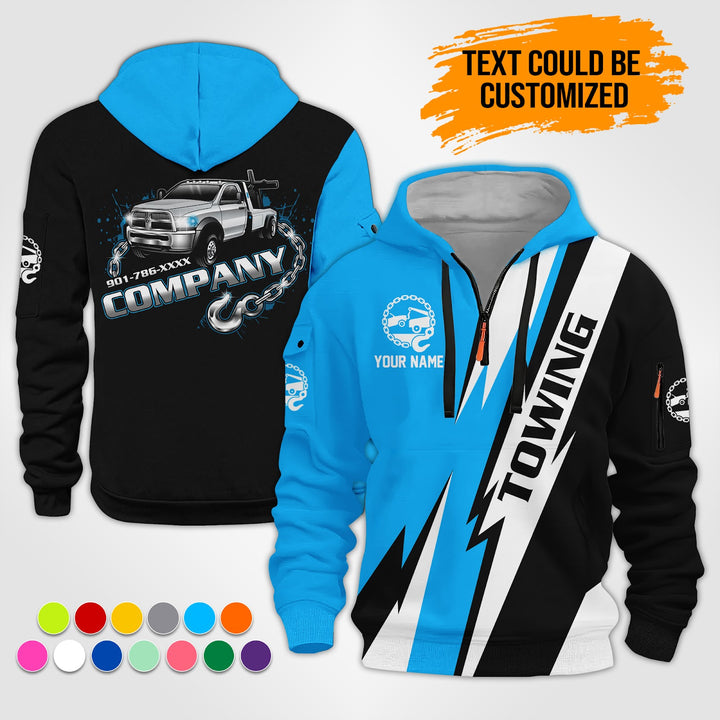 Personalized Name Tow Truck 3D Printed Quarter Zip Hoodie ST309
