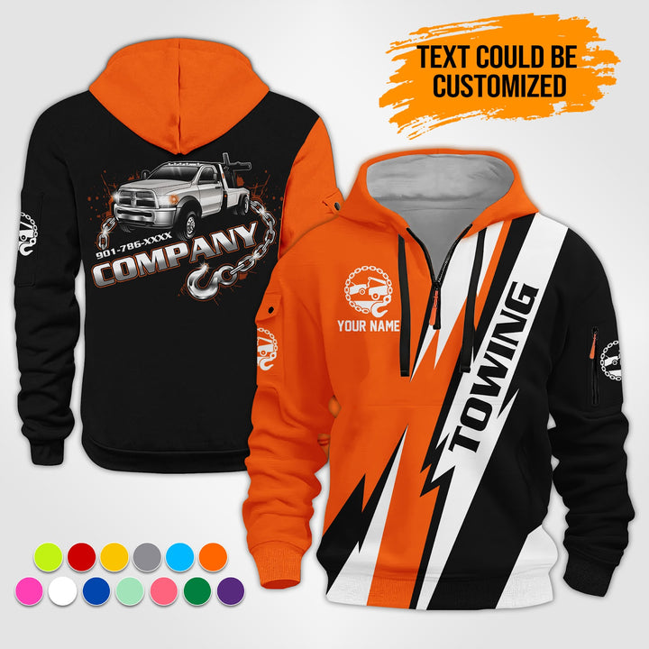 Personalized Name Tow Truck 3D Printed Quarter Zip Hoodie ST309