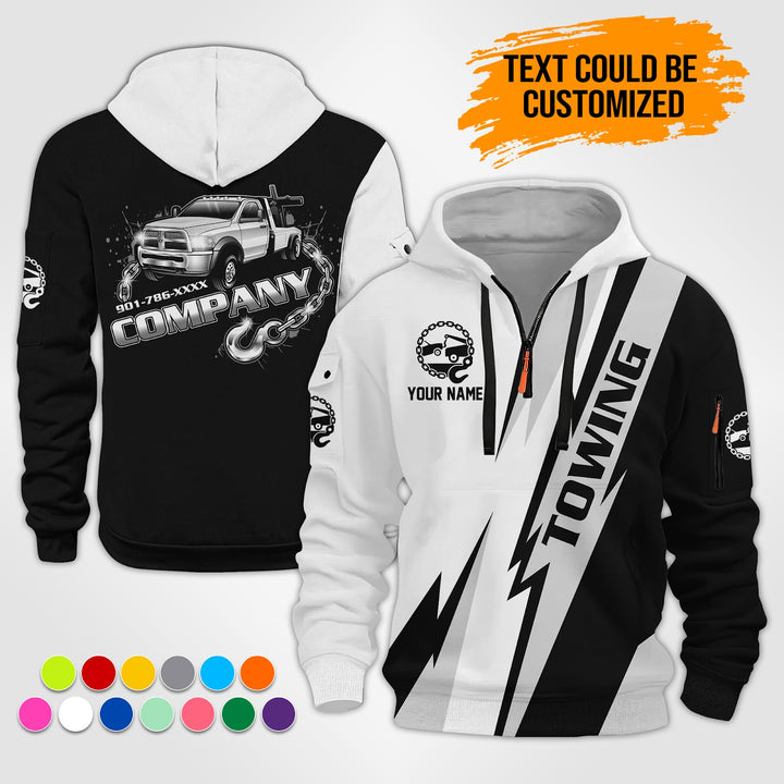 Personalized Name Tow Truck 3D Printed Quarter Zip Hoodie ST309