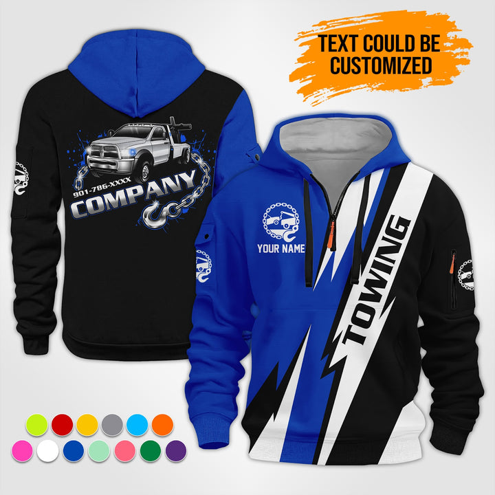 Personalized Name Tow Truck 3D Printed Quarter Zip Hoodie ST309