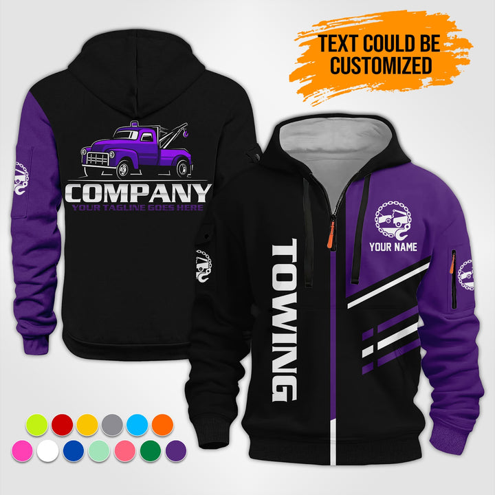Personalized Name Vintage Towing 3D Printed Quarter Zip Hoodie ST312