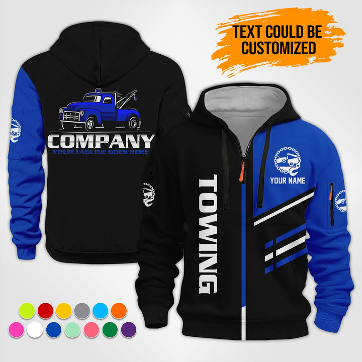 Personalized Name Vintage Towing 3D Printed Quarter Zip Hoodie ST312
