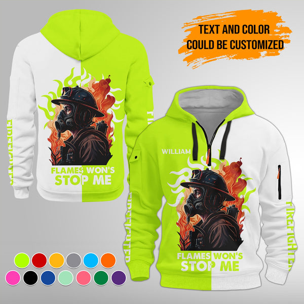 Personalized Name Love Firefighter 3D Quarter Zip Hoodie FY497