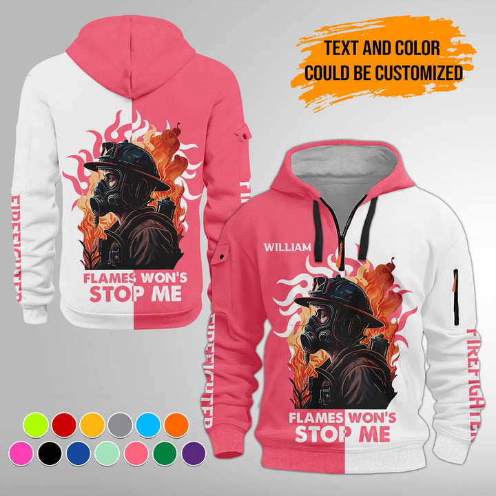 Personalized Name Love Firefighter 3D Quarter Zip Hoodie FY497