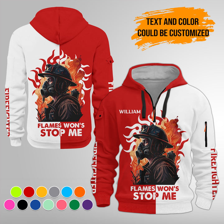 Personalized Name Love Firefighter 3D Quarter Zip Hoodie FY497