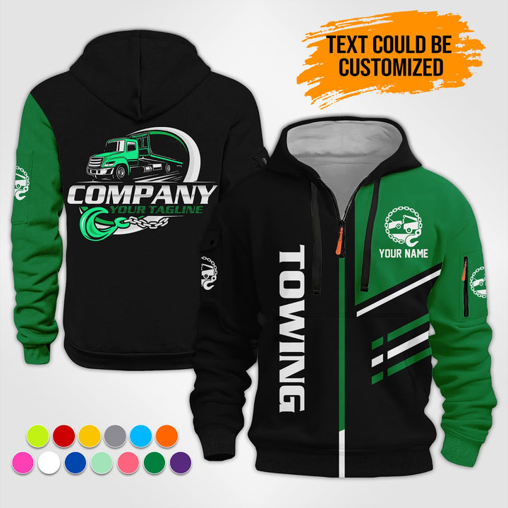 Personalized Name Towing Truck 3D Printed Quarter Zip Hoodie ST313
