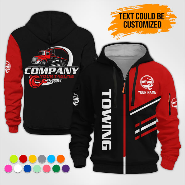 Personalized Name Towing Truck 3D Printed Quarter Zip Hoodie ST313