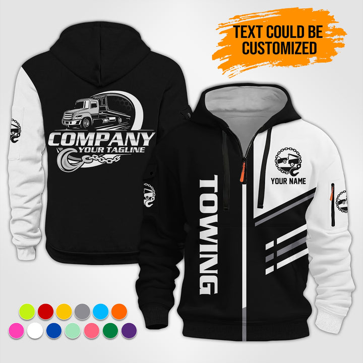 Personalized Name Towing Truck 3D Printed Quarter Zip Hoodie ST313