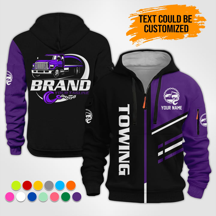 Personalized Name Towing Truck 3D Printed Quarter Zip Hoodie ST314