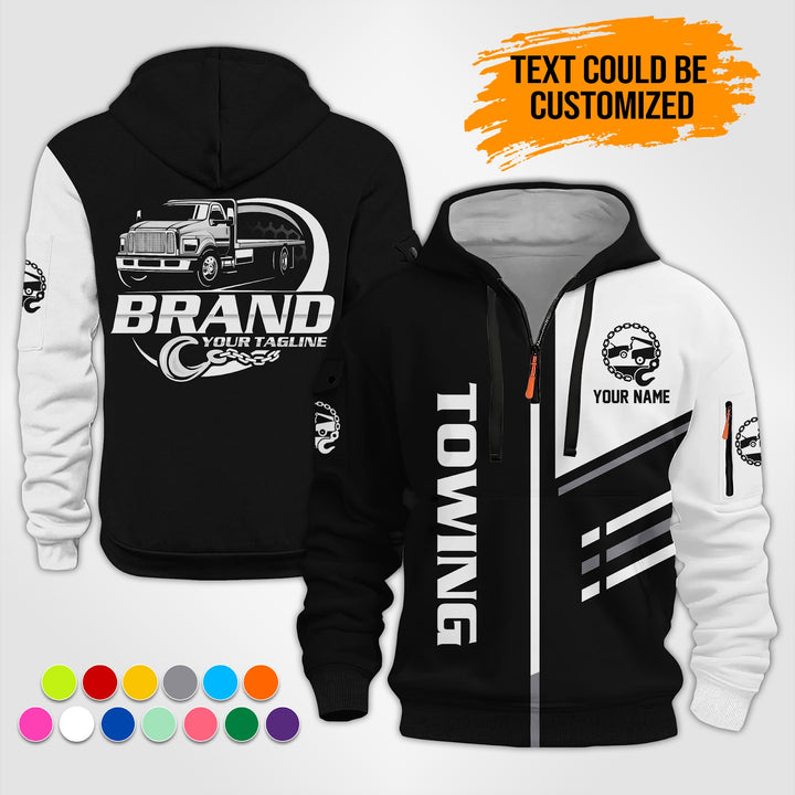 Personalized Name Towing Truck 3D Printed Quarter Zip Hoodie ST314