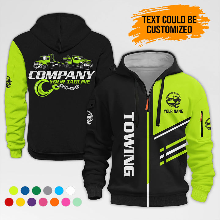 Personalized Name Towing Truck 3D Printed Quarter Zip Hoodie AZ456