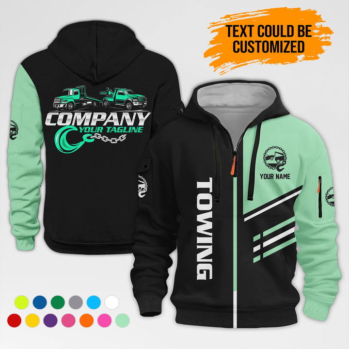Personalized Name Towing Truck 3D Printed Quarter Zip Hoodie AZ456