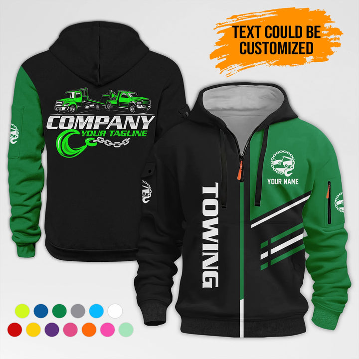 Personalized Name Towing Truck 3D Printed Quarter Zip Hoodie AZ456