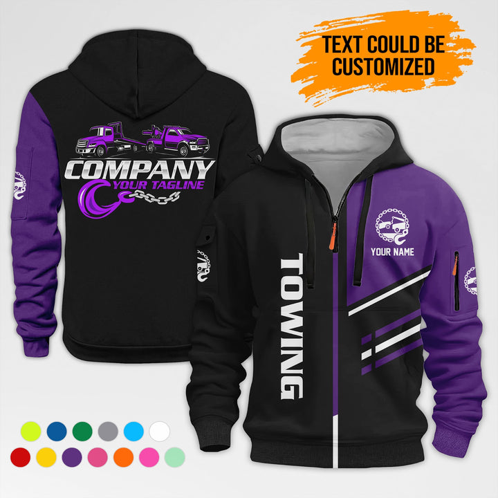 Personalized Name Towing Truck 3D Printed Quarter Zip Hoodie AZ456