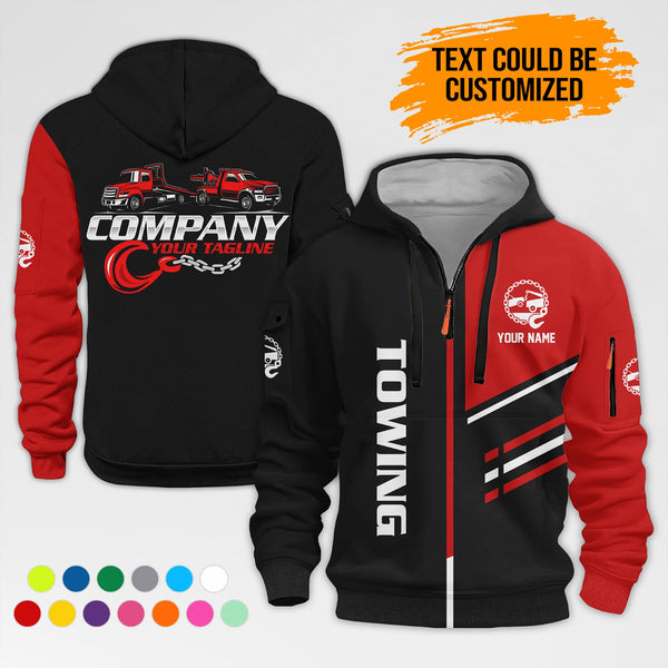 Personalized Name Towing Truck 3D Printed Quarter Zip Hoodie AZ456