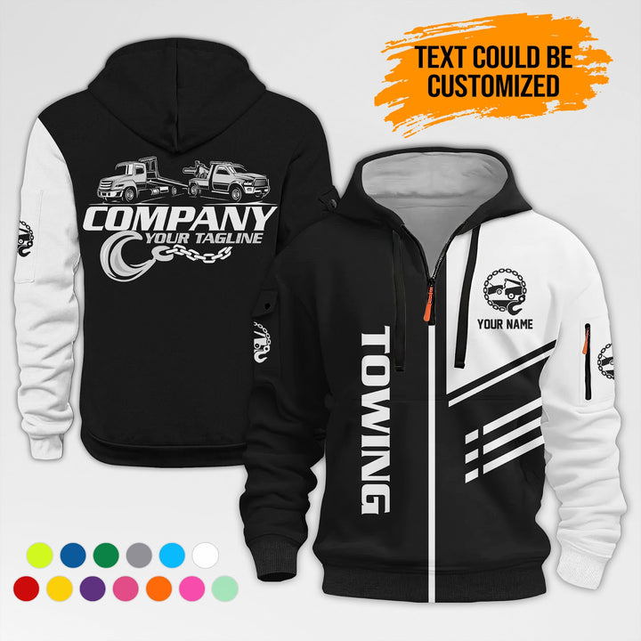 Personalized Name Towing Truck 3D Printed Quarter Zip Hoodie AZ456