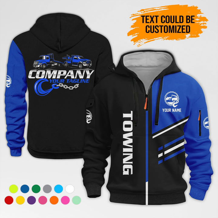 Personalized Name Towing Truck 3D Printed Quarter Zip Hoodie AZ456