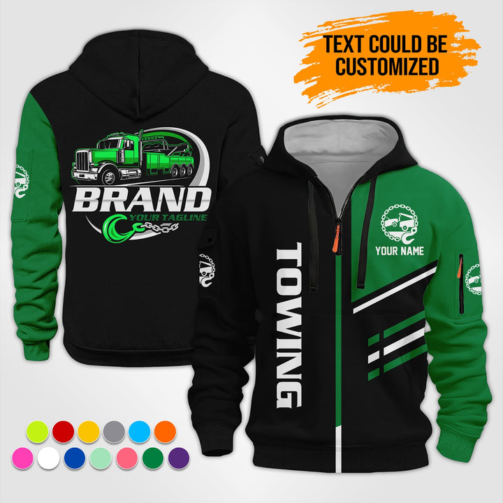 Personalized Name Towing Truck 3D Printed Quarter Zip Hoodie ST315