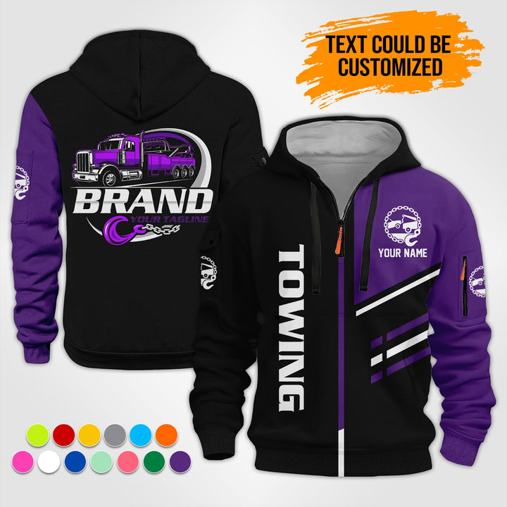Personalized Name Towing Truck 3D Printed Quarter Zip Hoodie ST315