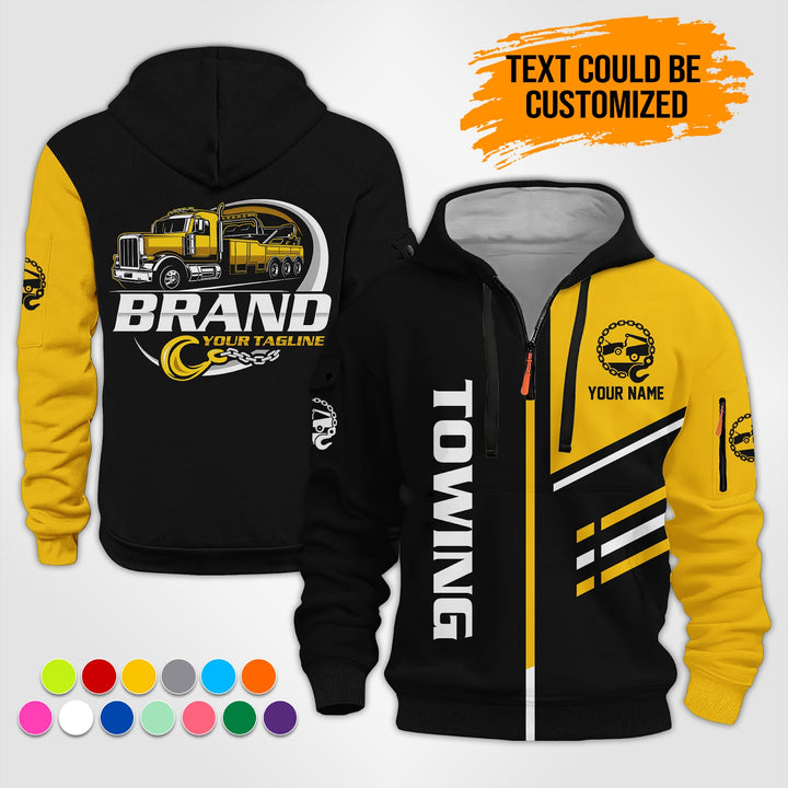 Personalized Name Towing Truck 3D Printed Quarter Zip Hoodie ST315