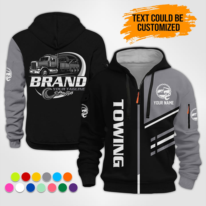 Personalized Name Towing Truck 3D Printed Quarter Zip Hoodie ST315