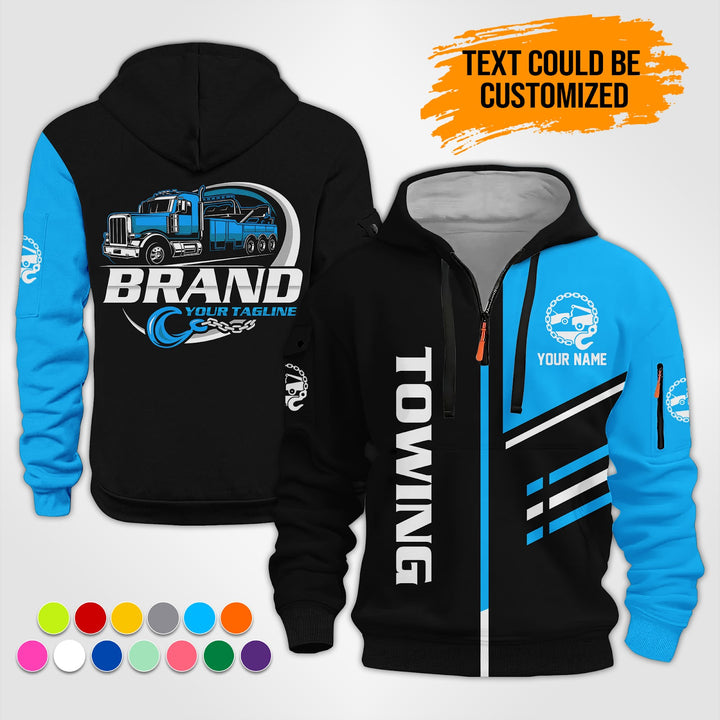 Personalized Name Towing Truck 3D Printed Quarter Zip Hoodie ST315
