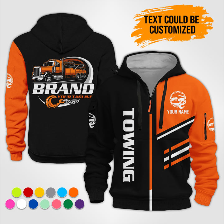 Personalized Name Towing Truck 3D Printed Quarter Zip Hoodie ST315