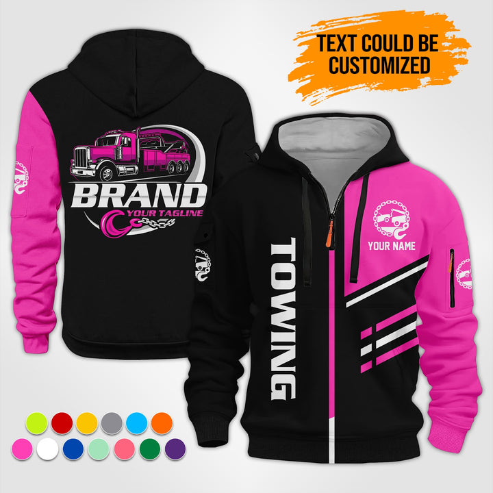 Personalized Name Towing Truck 3D Printed Quarter Zip Hoodie ST315
