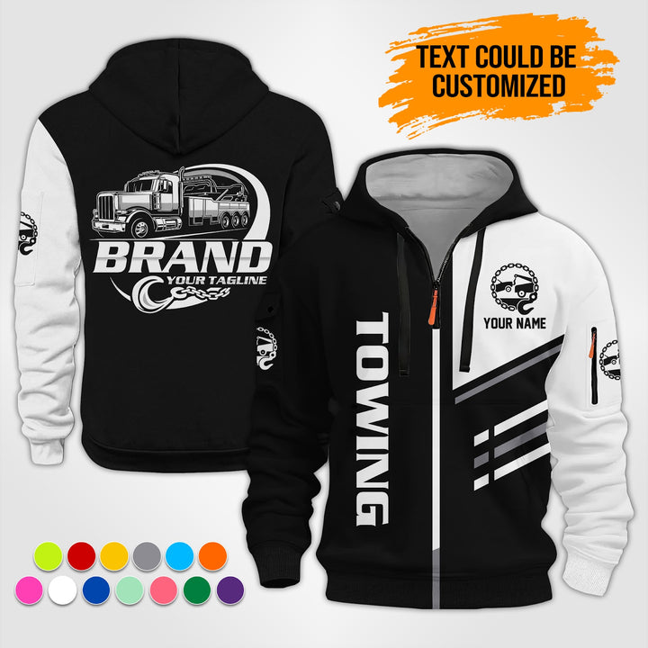 Personalized Name Towing Truck 3D Printed Quarter Zip Hoodie ST315